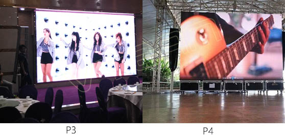 室內LED顯示屏P3和P4效果對比